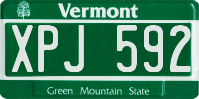VT license plate XPJ592