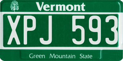 VT license plate XPJ593