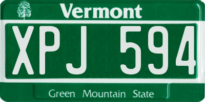 VT license plate XPJ594