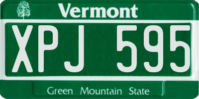 VT license plate XPJ595