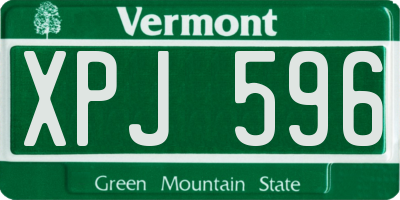 VT license plate XPJ596