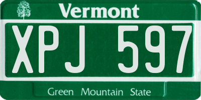 VT license plate XPJ597