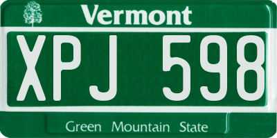 VT license plate XPJ598