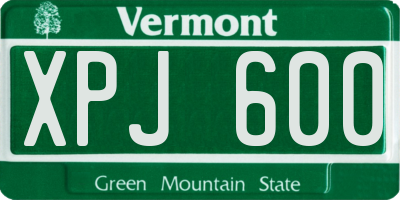 VT license plate XPJ600