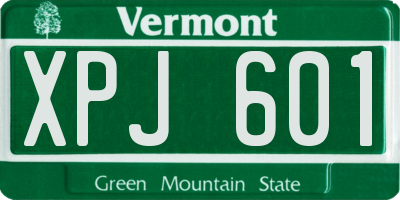 VT license plate XPJ601