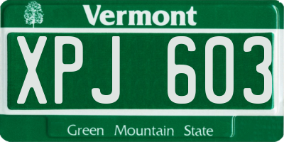 VT license plate XPJ603