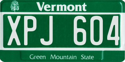 VT license plate XPJ604