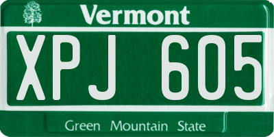 VT license plate XPJ605