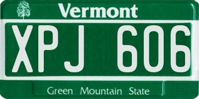 VT license plate XPJ606