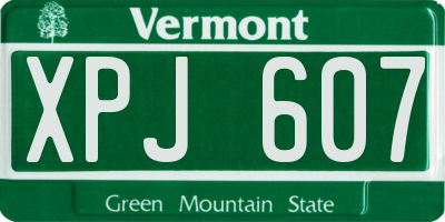 VT license plate XPJ607