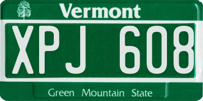 VT license plate XPJ608