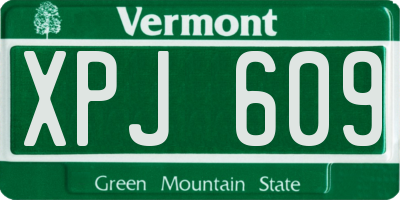 VT license plate XPJ609