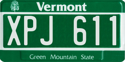 VT license plate XPJ611