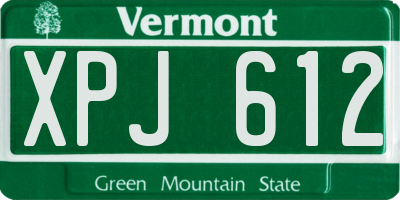 VT license plate XPJ612