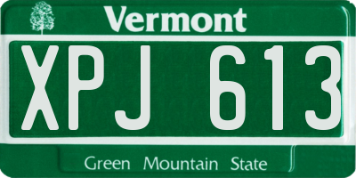 VT license plate XPJ613