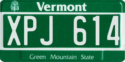 VT license plate XPJ614