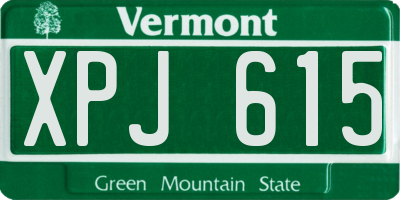 VT license plate XPJ615