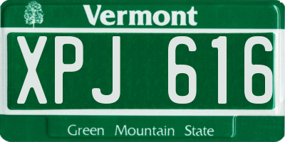 VT license plate XPJ616