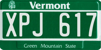 VT license plate XPJ617