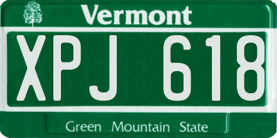 VT license plate XPJ618
