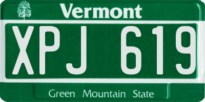 VT license plate XPJ619