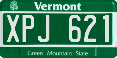VT license plate XPJ621