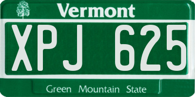 VT license plate XPJ625