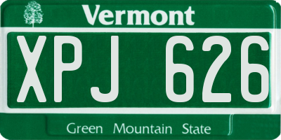 VT license plate XPJ626
