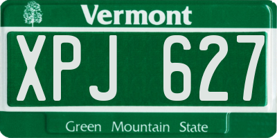 VT license plate XPJ627