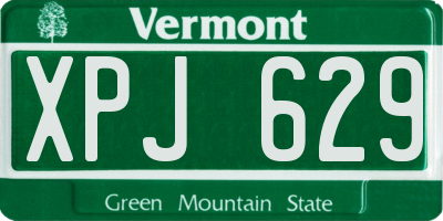VT license plate XPJ629