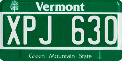 VT license plate XPJ630