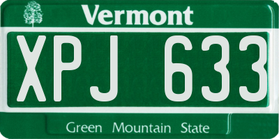 VT license plate XPJ633