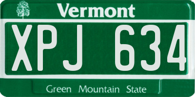 VT license plate XPJ634