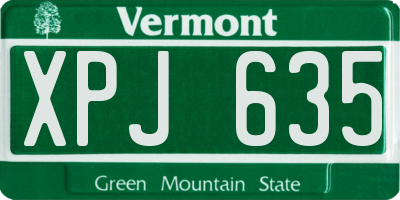 VT license plate XPJ635