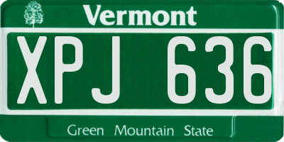 VT license plate XPJ636