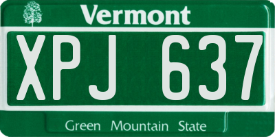 VT license plate XPJ637