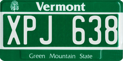 VT license plate XPJ638