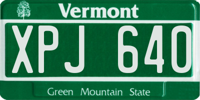 VT license plate XPJ640