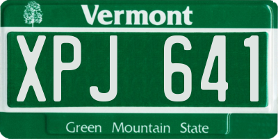 VT license plate XPJ641