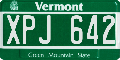 VT license plate XPJ642
