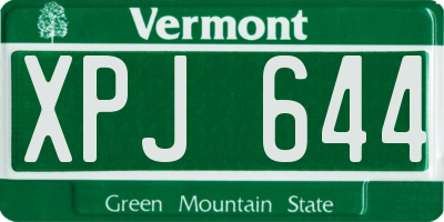 VT license plate XPJ644