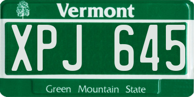 VT license plate XPJ645