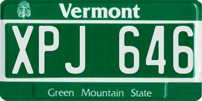 VT license plate XPJ646