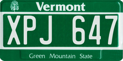 VT license plate XPJ647