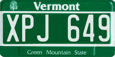 VT license plate XPJ649