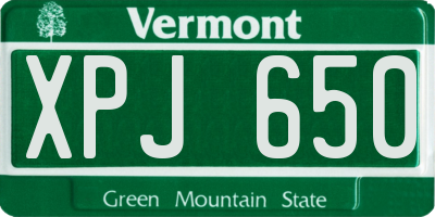 VT license plate XPJ650
