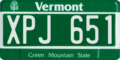 VT license plate XPJ651