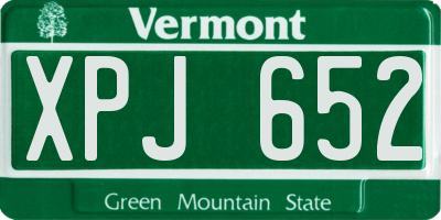 VT license plate XPJ652