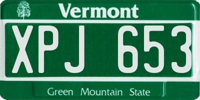 VT license plate XPJ653