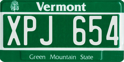 VT license plate XPJ654